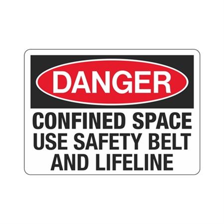 Confined Space Use Safety Belt And Lifeline Sign